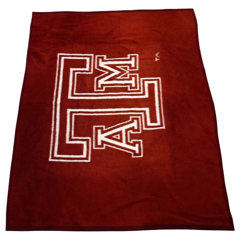 Vintage 90s Biederlack Texas A&M Aggies Blanket Reversible Fleece Throw 55x43